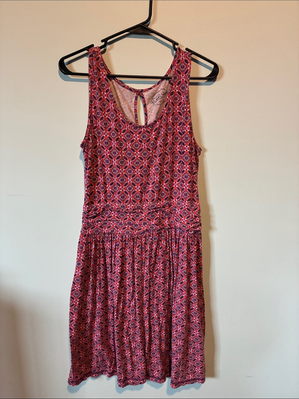 White Sierra Pink and Red Geometric Sleeveless Mini Dress
